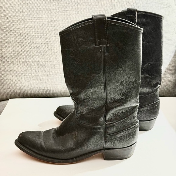 Other - Vintage Black Leather Boots with Brown Soles